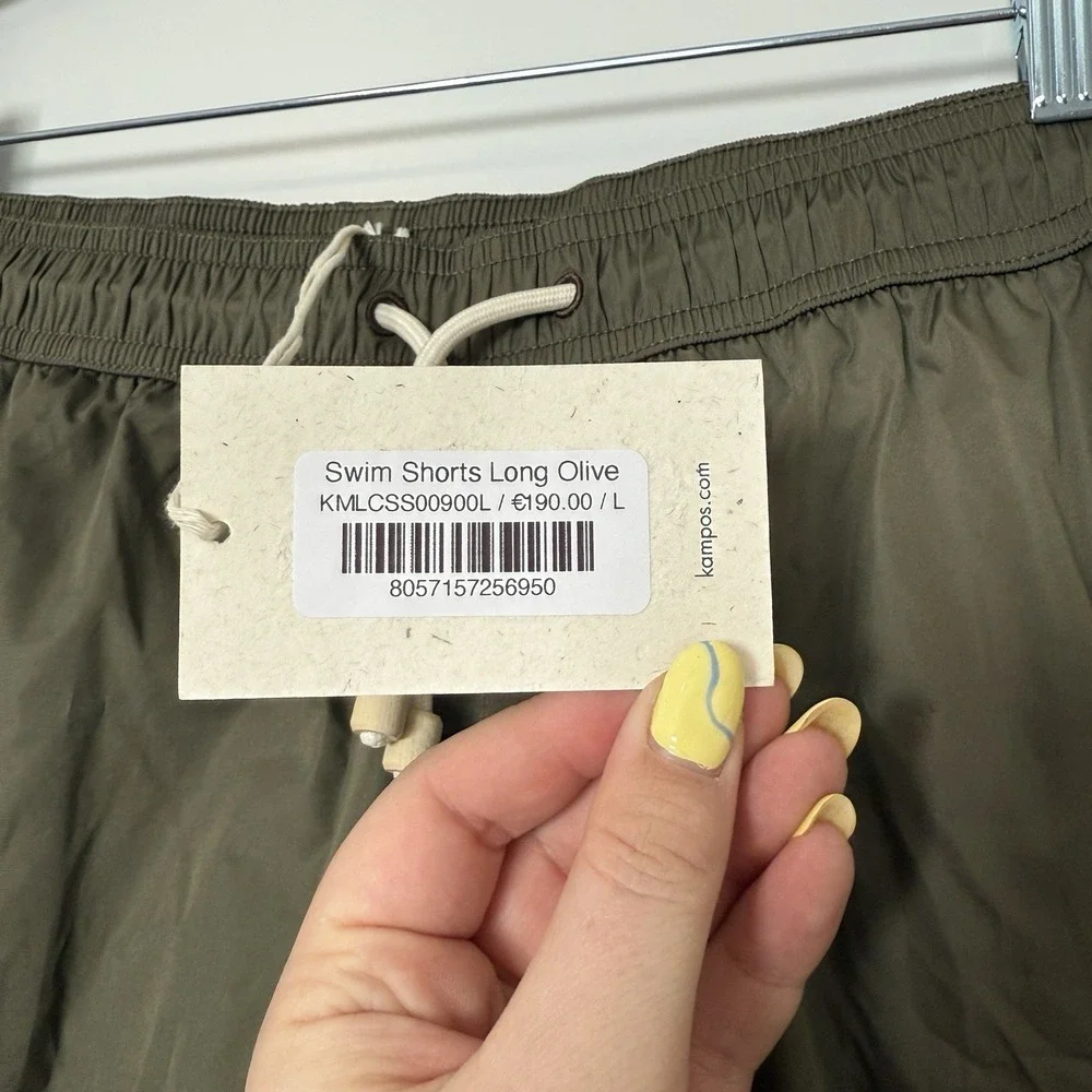 Kampos Swim Shorts‎ Long Olive NEW Mens Size Large Made in Italy NWT $224 Trunks
